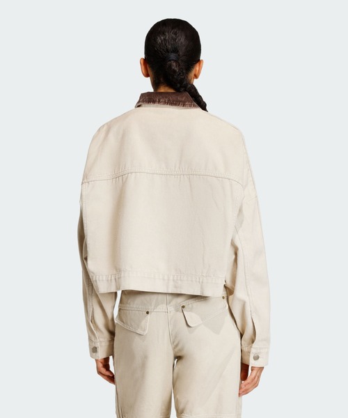 adidas(アディダス)の「キャンバス トラックトップ ジャケット / アディダスオリジナルス adidas Originals(デニムジャケット・レディース・ベージュ・XX-LARGE/X-SMALL/LARGE/MEDIUM/SMALL/X-LARGE)」の6枚目の写真