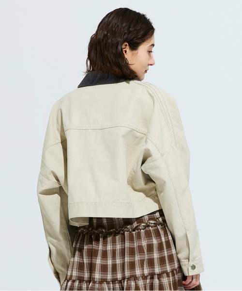 adidas(アディダス)の「キャンバス トラックトップ ジャケット / アディダスオリジナルス adidas Originals(デニムジャケット・レディース・ベージュ・XX-LARGE/X-SMALL/LARGE/MEDIUM/SMALL/X-LARGE)」の4枚目の写真