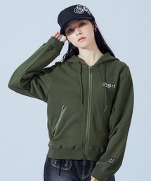 BACK LACE UP ZIP UP SWEAT HOODIE