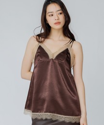 bicolor lace satin cami（バイカラーレースサテンキャミ）