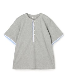 コットンレイヤードヘンリーTシャツ
