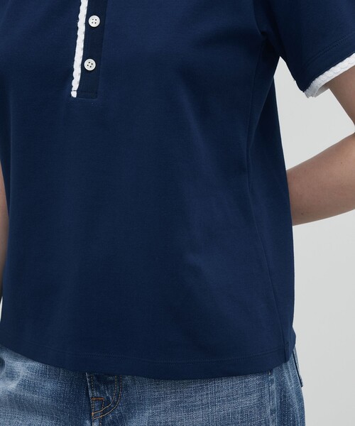 EDITION(エディション)の「コットンレイヤードヘンリーTシャツ(Tシャツ/カットソー・レディース・ダークブルー/ライトグレー・34/36)」の9枚目の写真