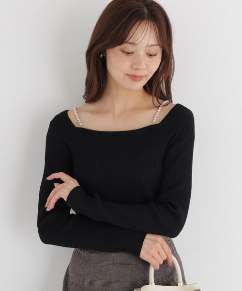 PROPORTION BODY DRESSING(プロポーションボディドレッシング)の「パールチェーン付きニットトップス / 1216270917(ニット/セーター・レディース・ホワイト系その他/ブラック/ベージュ・FREE)」の5枚目の写真