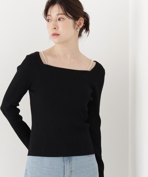 PROPORTION BODY DRESSING(プロポーションボディドレッシング)の「パールチェーン付きニットトップス / 1216270917(ニット/セーター・レディース・ホワイト系その他/ブラック/ベージュ・FREE)」の6枚目の写真