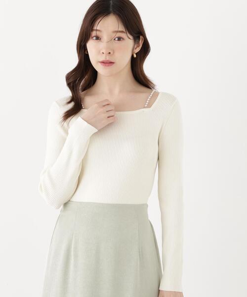 PROPORTION BODY DRESSING(プロポーションボディドレッシング)の「パールチェーン付きニットトップス / 1216270917(ニット/セーター・レディース・ホワイト系その他/ブラック/ベージュ・FREE)」の16枚目の写真
