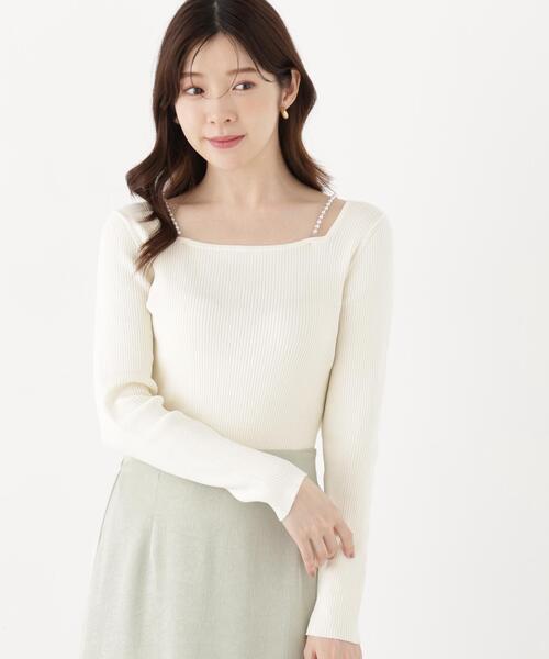 PROPORTION BODY DRESSING(プロポーションボディドレッシング)の「パールチェーン付きニットトップス / 1216270917(ニット/セーター・レディース・ホワイト系その他/ブラック/ベージュ・FREE)」の17枚目の写真