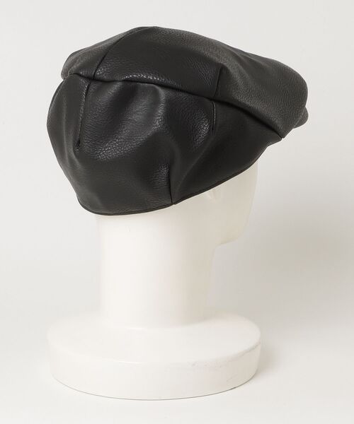 AVIREX(アヴィレックス)の「【RS】【AVIREX】synthetic leather HUNTING CAP(ハンチング/ベレー帽・メンズ・ブラック・FREE)」の2枚目の写真