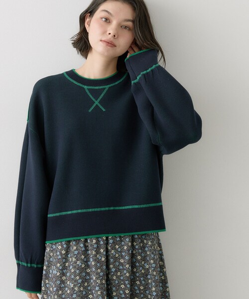 Dessin(デッサン)の「【2WAY/洗濯機OK/XS-L】配色リバーシブル コットンジャカード クルーネックニット(Tシャツ/カットソー・レディース・グリーン系その他5/ワイン系6/ライトグレー系4/ホワイト系7・03/02/01/00)」の18枚目の写真