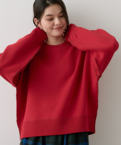 Dessin(デッサン)の「【2WAY/洗濯機OK/XS-L】配色リバーシブル コットンジャカード クルーネックニット(Tシャツ/カットソー・レディース・グリーン系その他5/ワイン系6/ライトグレー系4/ホワイト系7・03/02/01/00)」の22枚目の写真