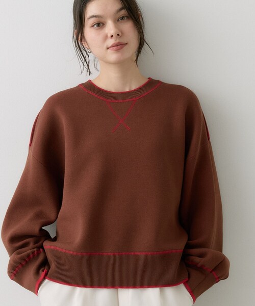 Dessin(デッサン)の「【2WAY/洗濯機OK/XS-L】配色リバーシブル コットンジャカード クルーネックニット(Tシャツ/カットソー・レディース・グリーン系その他5/ワイン系6/ライトグレー系4/ホワイト系7・03/02/01/00)」の19枚目の写真