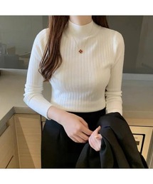 ハイネック リブニット