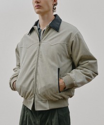 Adoon plain（アドーンプレーン）の「Leather Collar Faux Suede Blouzon / 襟レザーフェイクスエードブルゾン（ブルゾン）」