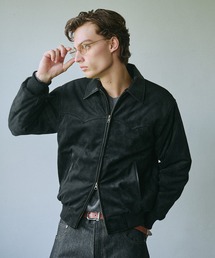 Adoon plain（アドーンプレーン）の「Leather Collar Faux Suede Blouzon / 襟レザーフェイクスエードブルゾン（ブルゾン）」