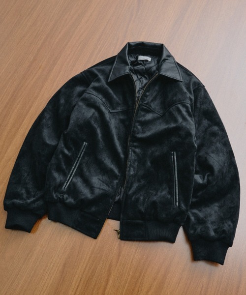 米国製 50s クレスコ Cresco レザージャケット ブルゾン スウェード Leather Collar Faux Suede Blouzon / 襟レザーフェイクスエード