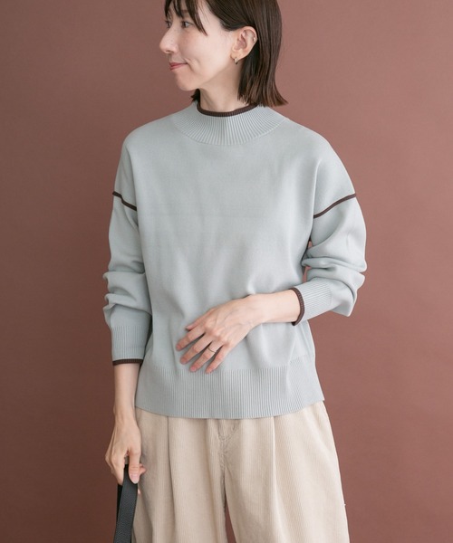 ITEMS URBANRESEARCH(アイテムズ アーバンリサーチ)の「バイカラーハイネックニット(ニット/セーター・レディース・モカ/オフホワイト/グレー/ライトブルー・FREE)」の19枚目の写真