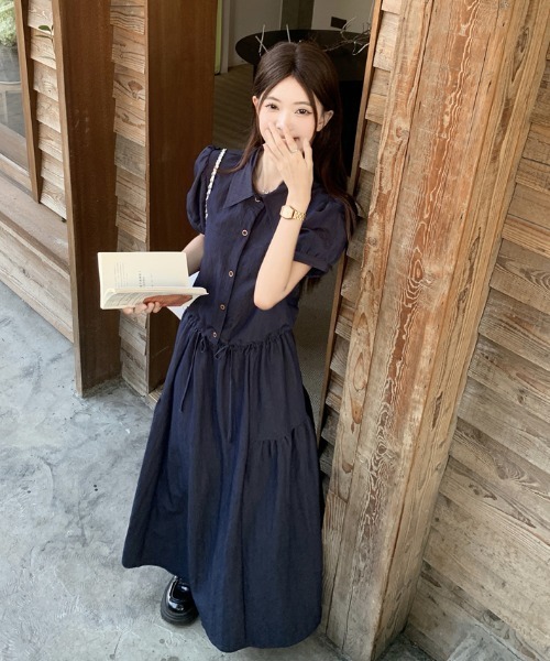 FAVORITO(ファヴォリート)の「シャツトップススカートセットアップ(セットアップ・レディース・ダークブルー・S/L/M)」の2枚目の写真