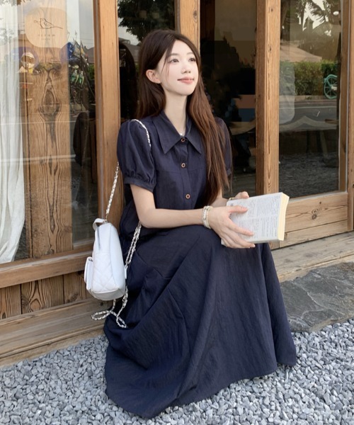 FAVORITO(ファヴォリート)の「シャツトップススカートセットアップ(セットアップ・レディース・ダークブルー・S/L/M)」の5枚目の写真