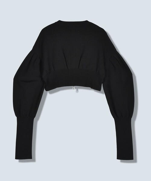 OMMO(オーエムエムオー)の「【OMMO(オーエムエムオー)】VOLUME SLEEVE ZIP KT CD/ボリュームスリーブジップニットカーディガン(カーディガン/ボレロ・レディース・ブラック/カーキ/ブルー・FREE)」の4枚目の写真