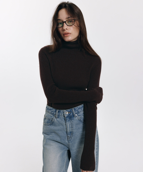 haag(ヘイグ)の「a classic turtle neck (dark brown)(ニット/セーター・レディース・その他・FREE)」の1枚目の写真