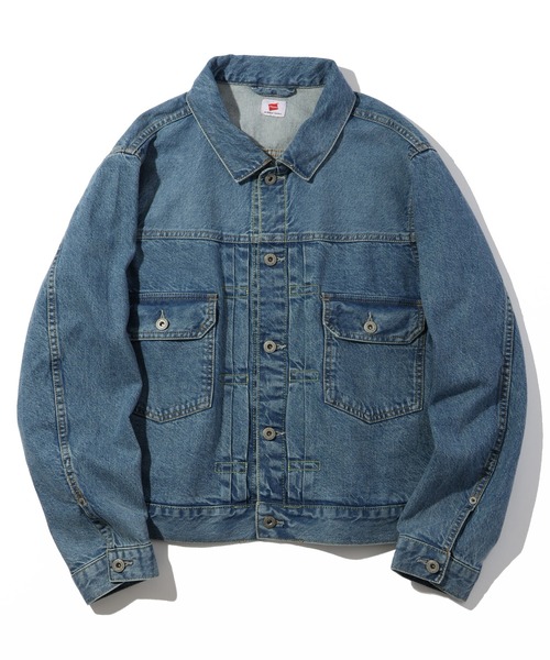 HANES（ヘインズ）の「【HANES/ヘインズ】デニムトラッカージャケット 2st（デニムジャケット・メンズ・ブラック/インディゴブルー/サックスブルー・S/M/L/LL）」の2枚目の写真