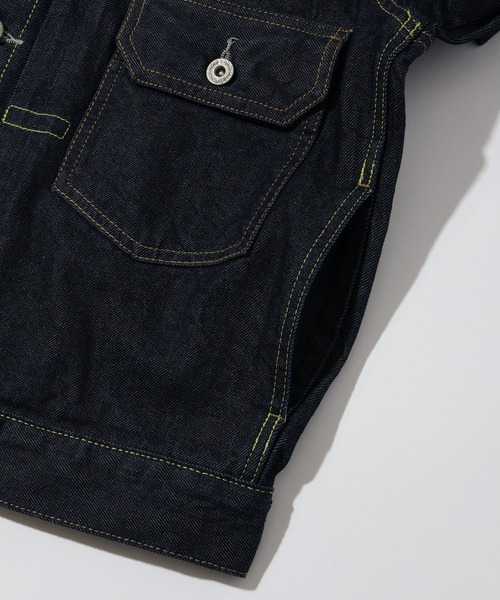 HANES（ヘインズ）の「【HANES/ヘインズ】デニムトラッカージャケット 2st（デニムジャケット・メンズ・ブラック/インディゴブルー/サックスブルー・S/M/L/LL）」の12枚目の写真