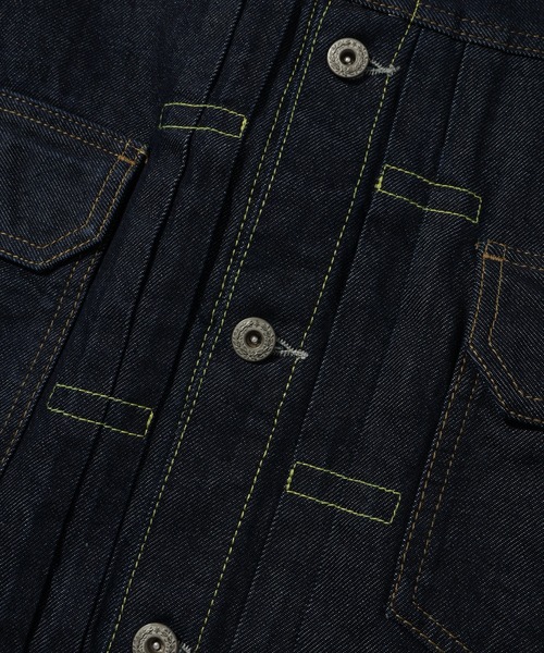 HANES（ヘインズ）の「【HANES/ヘインズ】デニムトラッカージャケット 2st（デニムジャケット・メンズ・ブラック/インディゴブルー/サックスブルー・S/M/L/LL）」の11枚目の写真