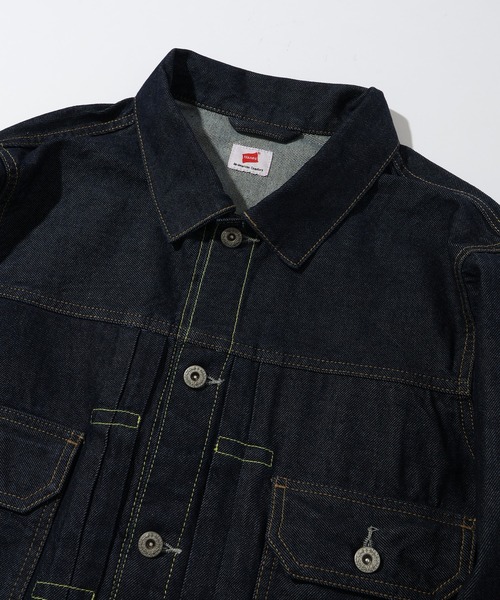 HANES（ヘインズ）の「【HANES/ヘインズ】デニムトラッカージャケット 2st（デニムジャケット・メンズ・ブラック/インディゴブルー/サックスブルー・S/M/L/LL）」の9枚目の写真
