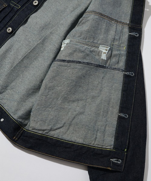 HANES（ヘインズ）の「【HANES/ヘインズ】デニムトラッカージャケット 2st（デニムジャケット・メンズ・ブラック/インディゴブルー/サックスブルー・S/M/L/LL）」の13枚目の写真