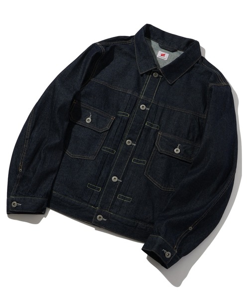 HANES（ヘインズ）の「【HANES/ヘインズ】デニムトラッカージャケット 2st（デニムジャケット・メンズ・ブラック/インディゴブルー/サックスブルー・S/M/L/LL）」の6枚目の写真