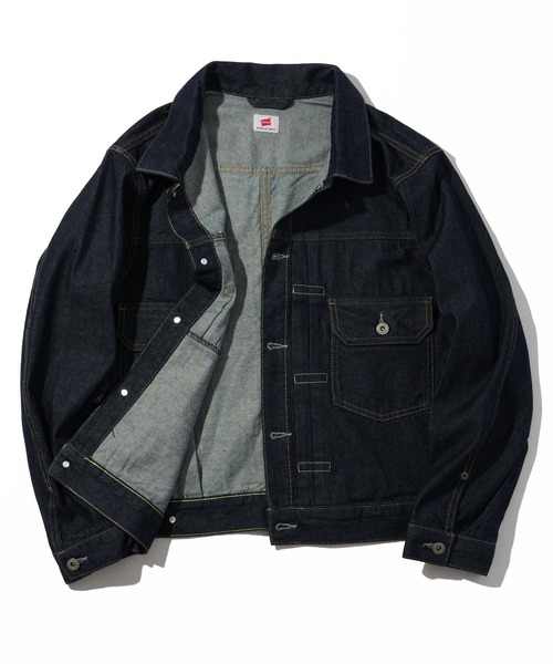 HANES（ヘインズ）の「【HANES/ヘインズ】デニムトラッカージャケット 2st（デニムジャケット・メンズ・ブラック/インディゴブルー/サックスブルー・S/M/L/LL）」の8枚目の写真