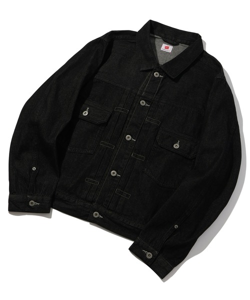 HANES（ヘインズ）の「【HANES/ヘインズ】デニムトラッカージャケット 2st（デニムジャケット・メンズ・ブラック/インディゴブルー/サックスブルー・S/M/L/LL）」の4枚目の写真