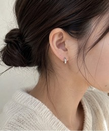 ハワイアンジュエリー フープピアス ラウンド型 プルメリア スクロール 直径12mm 金属アレルギー対応  (両耳用)