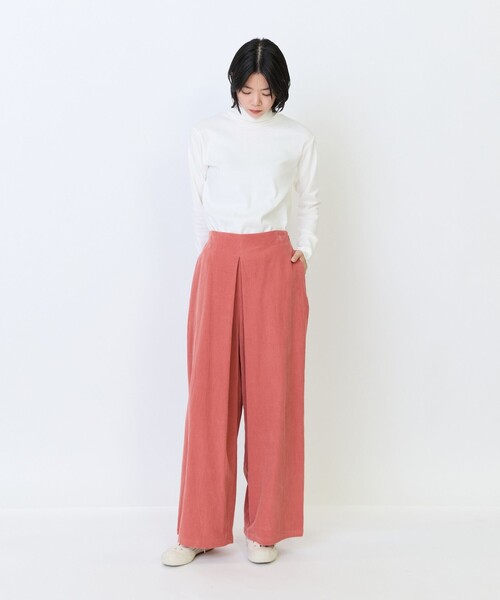 LOISIR(ロワズィール)の「コットン細コールBOXタックワイドパンツ(その他パンツ・レディース・オレンジ/カーキ/ベージュ/チャコールグレー・38/40)」の7枚目の写真