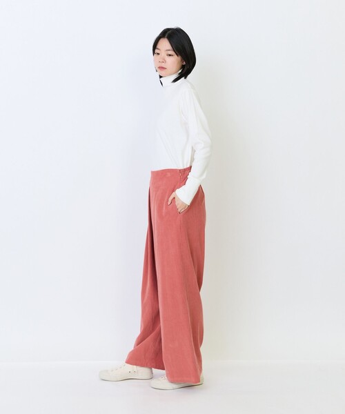 LOISIR(ロワズィール)の「コットン細コールBOXタックワイドパンツ(その他パンツ・レディース・オレンジ/カーキ/ベージュ/チャコールグレー・38/40)」の8枚目の写真