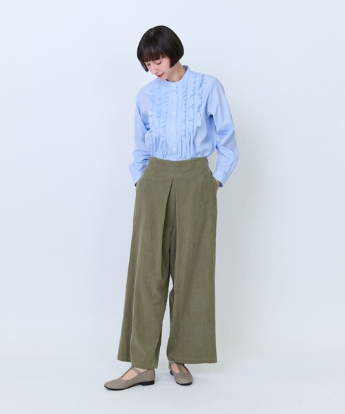 LOISIR(ロワズィール)の「コットン細コールBOXタックワイドパンツ(その他パンツ・レディース・オレンジ/カーキ/ベージュ/チャコールグレー・38/40)」の14枚目の写真