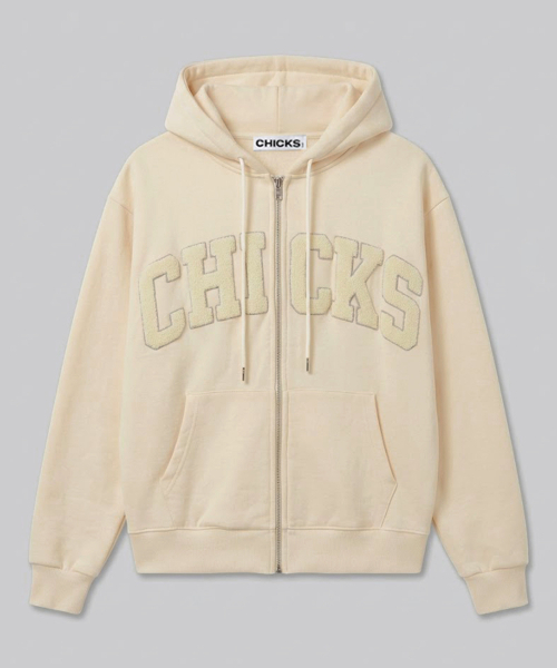 CHICKS(チックス)の「ブルームブークルレタリングフードジップアップクリーム(パーカー・レディース・クリーム・ONE SIZE)」の1枚目の写真