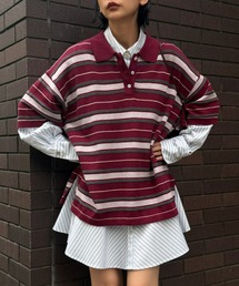 Ameri(�A����)��COLOR BORDER POLO KNIT(�j�b�g/�Z�[�^�[)