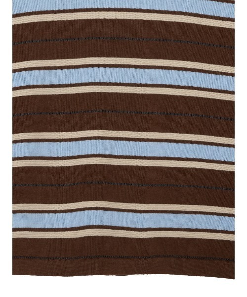 Ameri(アメリ)の「COLOR BORDER POLO KNIT(ニット/セーター・レディース・ブラウン・FREE)」の4枚目の写真