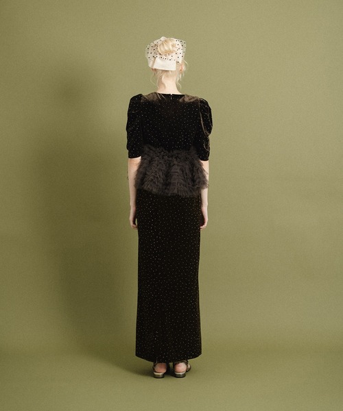 et.UNiVER(エトユニベール)の「Velour Peplum Separate-Look Dress(ドレス・レディース・ブラウン/ブラック/ベージュ・MEDIUM/SMALL/LARGE)」の21枚目の写真