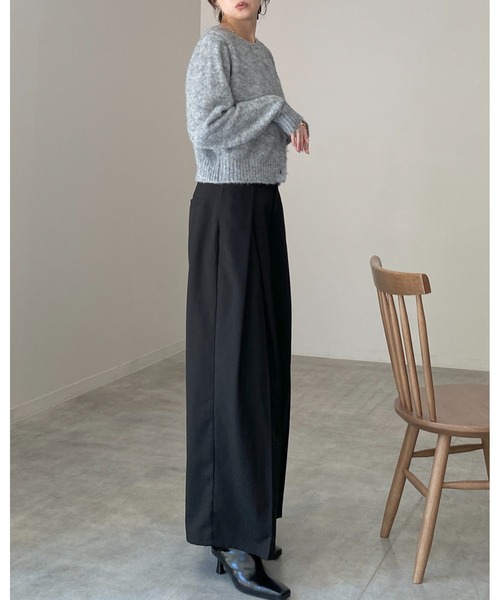 She's Closet(シーズクローゼット)の「ウール混 クルーネック ショート丈 長袖 モヘアタッチ シャギーニットカーディガン(カーディガン/ボレロ・レディース・オフホワイト/ブラック/ブラウン/グレー・FREE)」の15枚目の写真