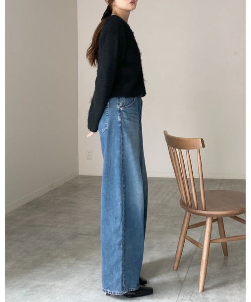 She's Closet(シーズクローゼット)の「ウール混 クルーネック ショート丈 長袖 モヘアタッチ シャギーニットカーディガン(カーディガン/ボレロ・レディース・オフホワイト/ブラック/ブラウン/グレー・FREE)」の20枚目の写真