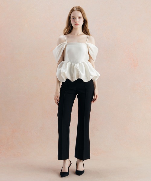 EIMY ISTOIRE(エイミーイストワール)の「PEPLUM JUMPSUIT(パンツドレス・レディース・ホワイト/ブラック・36/38)」の1枚目の写真