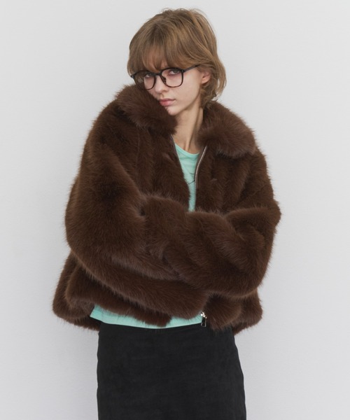 Rohwel(ローウェル)の「Volume Fur Zip Jacket / ボリュームファージップジャケット(その他アウター・レディース・ブラウン・FREE)」の5枚目の写真
