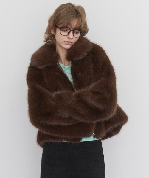 Rohwel(ローウェル)の「Volume Fur Zip Jacket / ボリュームファージップジャケット(その他アウター・レディース・ブラウン・FREE)」の6枚目の写真