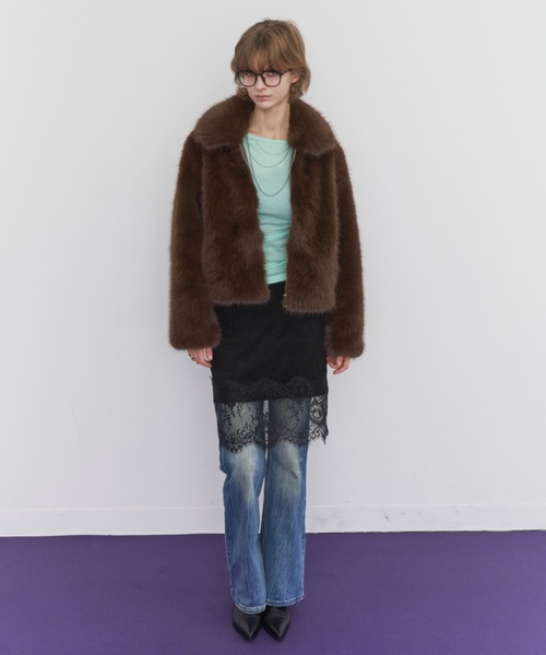 Rohwel(ローウェル)の「Volume Fur Zip Jacket / ボリュームファージップジャケット(その他アウター・レディース・ブラウン・FREE)」の14枚目の写真