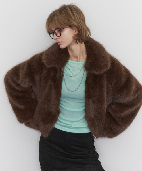Rohwel(ローウェル)の「Volume Fur Zip Jacket / ボリュームファージップジャケット(その他アウター・レディース・ブラウン・FREE)」の3枚目の写真