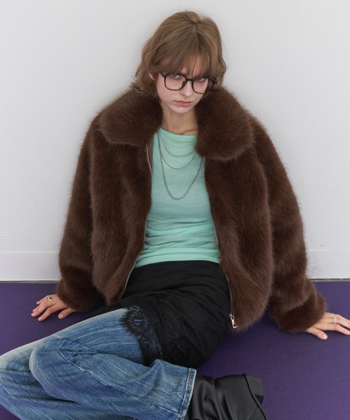 Rohwel(ローウェル)の「Volume Fur Zip Jacket / ボリュームファージップジャケット(その他アウター・レディース・ブラウン・FREE)」の10枚目の写真