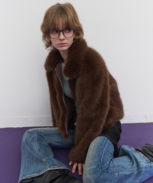 Rohwel(ローウェル)の「Volume Fur Zip Jacket / ボリュームファージップジャケット(その他アウター・レディース・ブラウン・FREE)」の11枚目の写真