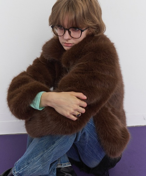 Rohwel(ローウェル)の「Volume Fur Zip Jacket / ボリュームファージップジャケット(その他アウター・レディース・ブラウン・FREE)」の12枚目の写真