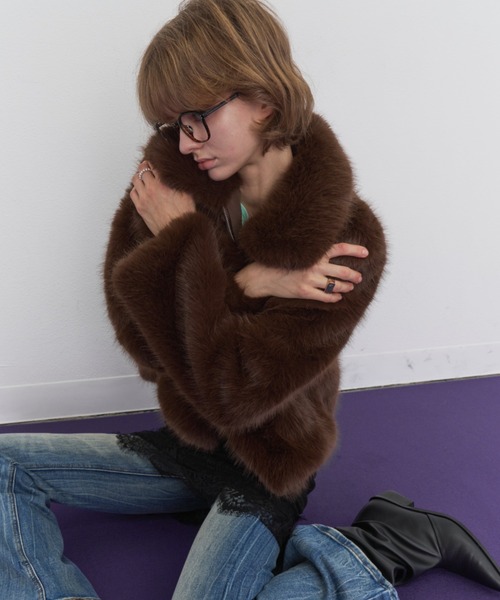 Rohwel(ローウェル)の「Volume Fur Zip Jacket / ボリュームファージップジャケット(その他アウター・レディース・ブラウン・FREE)」の13枚目の写真